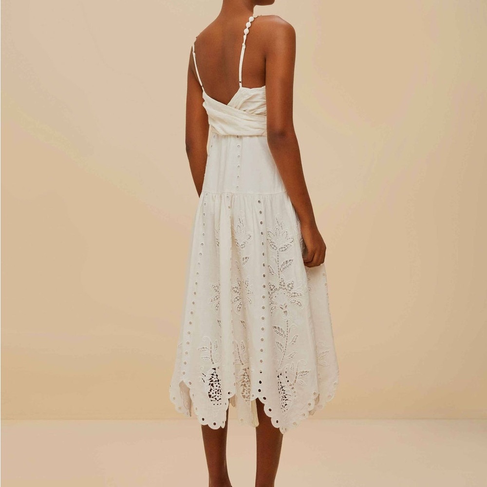 FARM RIO Off-White Richelieu Lenzing™ Ecovero™ Euroflax™ Midi Dress SIZE MEDIUM - Picture 4 of 4